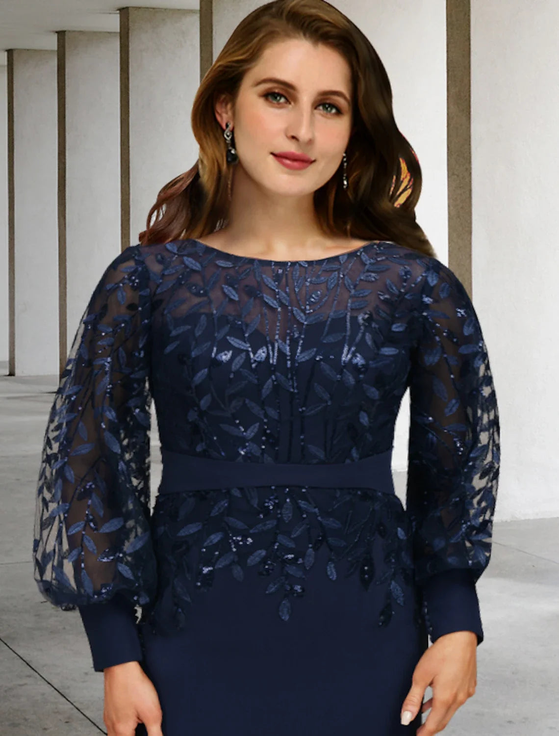 Mermaid Chiffon Long Sleeve Ruffled Formal Dress - Chloe Dress