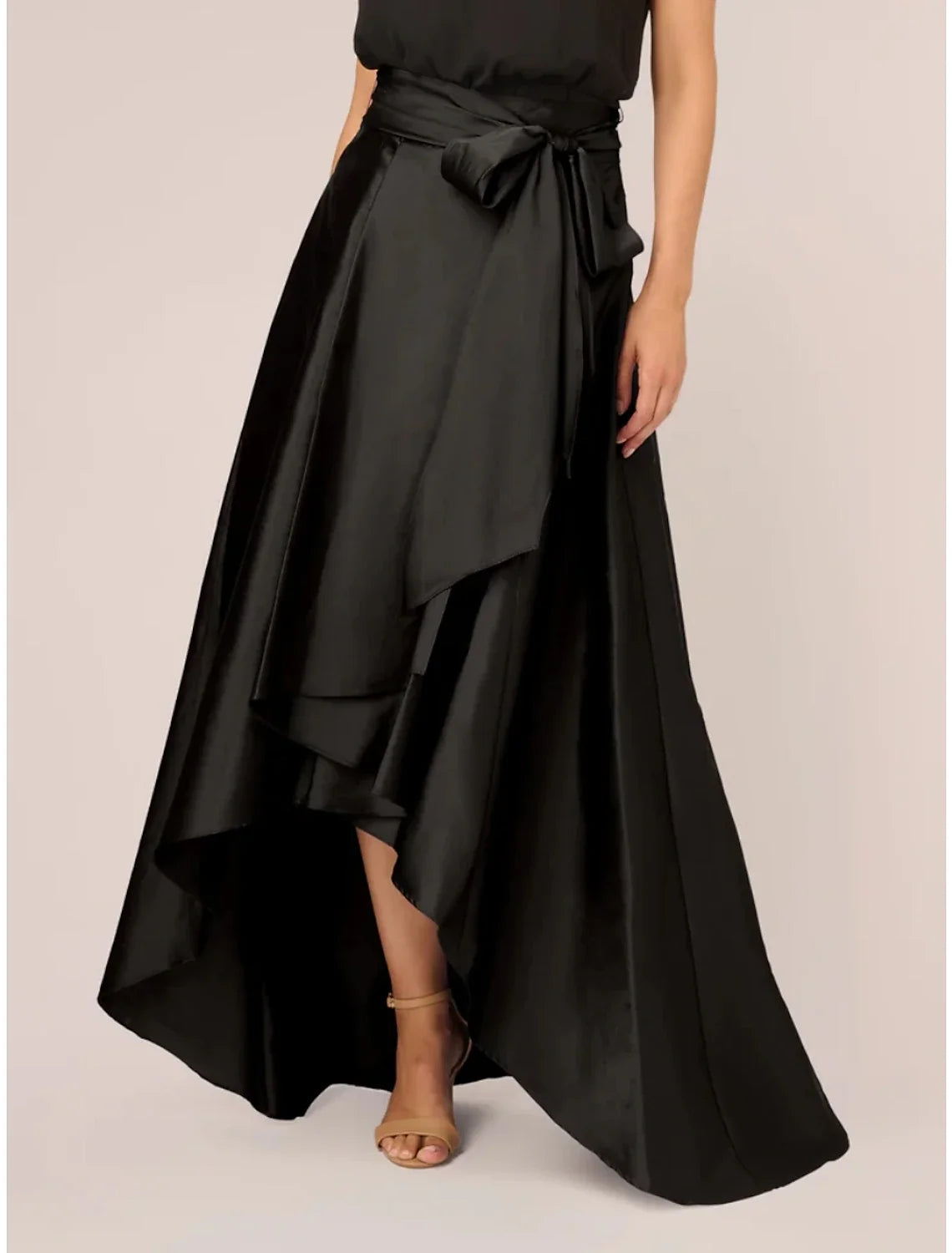 Black A-Line Satin Sleeveless Pleated Wedding Dress - Chloe Dress