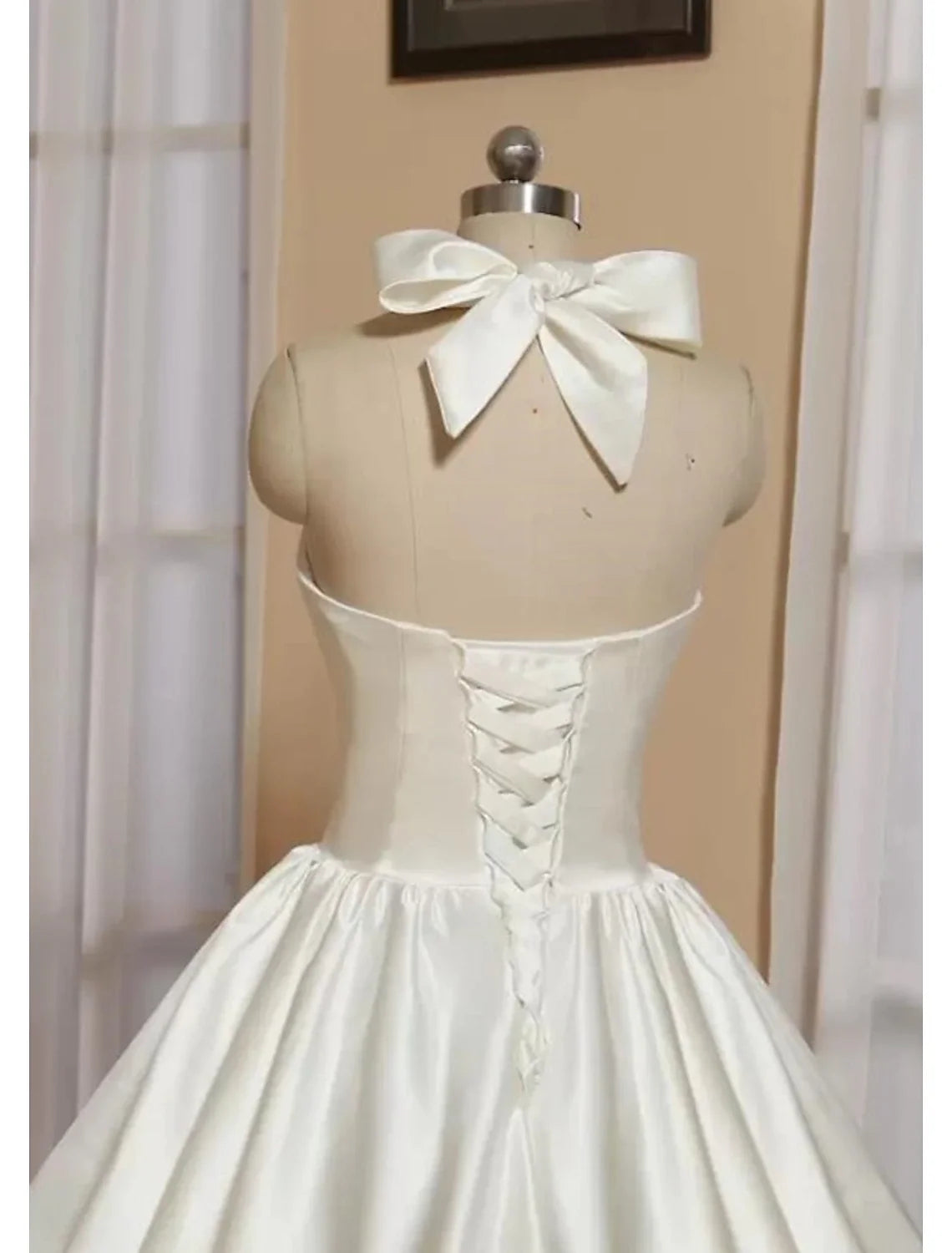 A-Line Halter Satin Sleeveless Mini Cocktail Gown - Chloe Dress