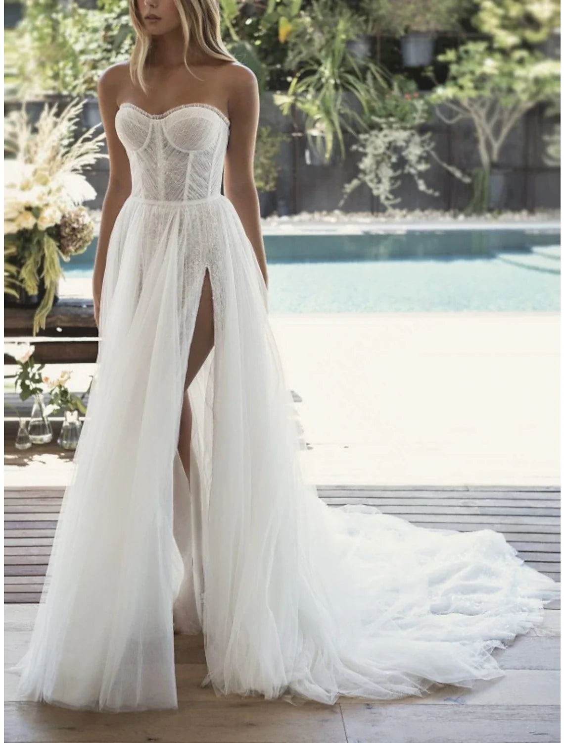 A-Line Sweetheart Lace Pleated Wedding Gown - Chloe Dress