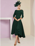 A-Line Chiffon Three-Quarter Sleeve Asymmetric Wedding Dress - Chloe Dress