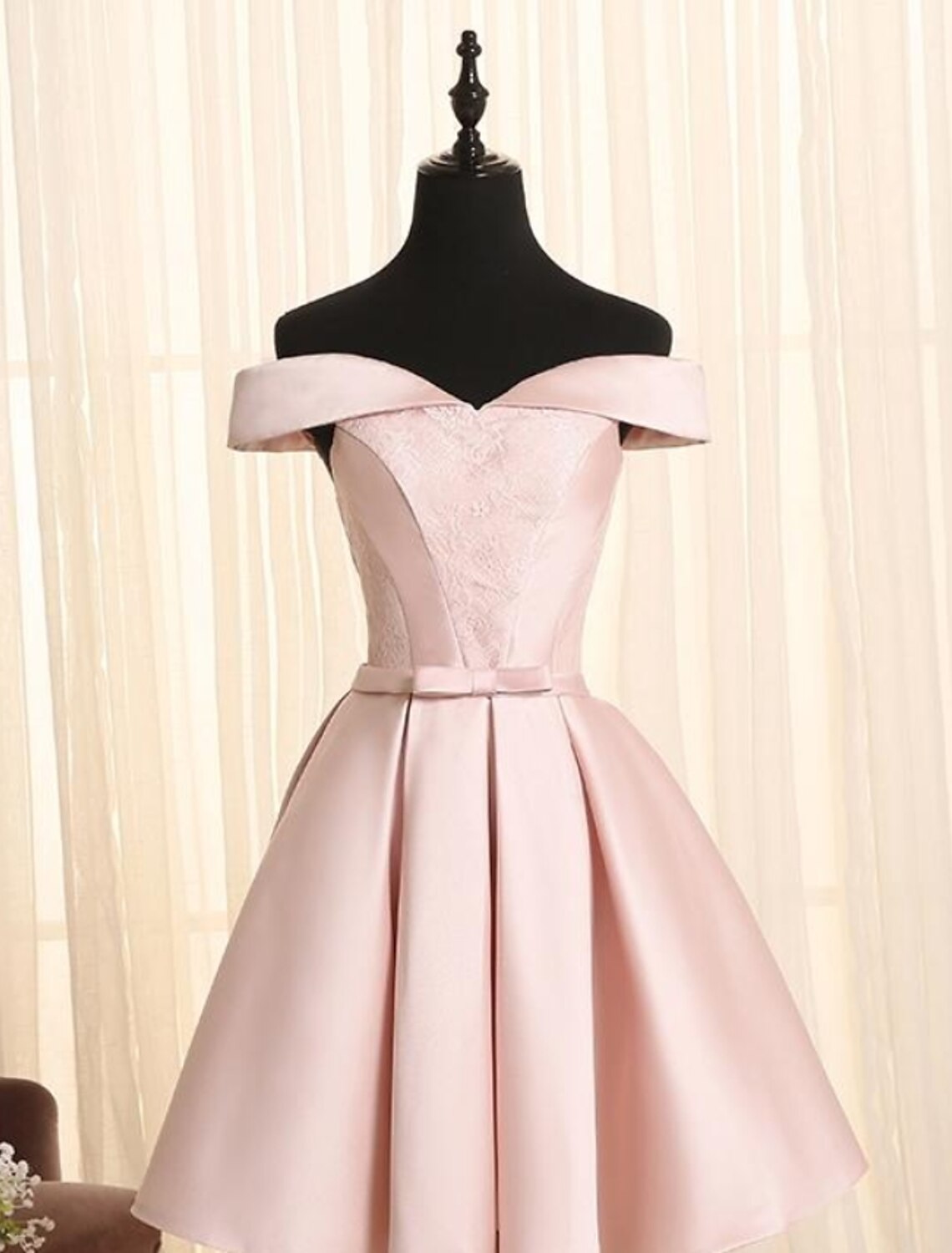 A-Line Off-Shoulder Satin Sleeveless Mini Cocktail Dress - Chloe Dress