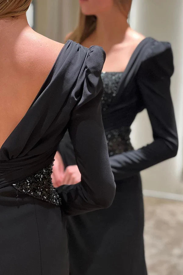 One-Shoulder Long Sleeve Evening Dress - Chloe Dress
