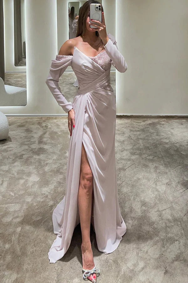 One-Shoulder Long Sleeve Evening Dress - Chloe Dress