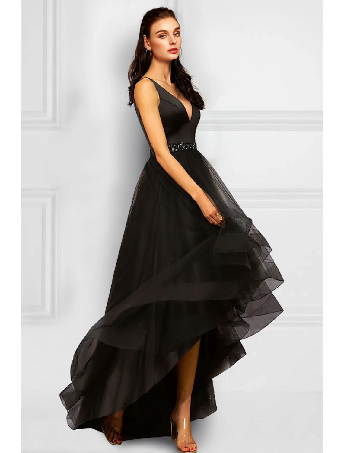 A-Line V-Neck Organza Sleeveless Ruffled Wedding Dress - Chloe Dress