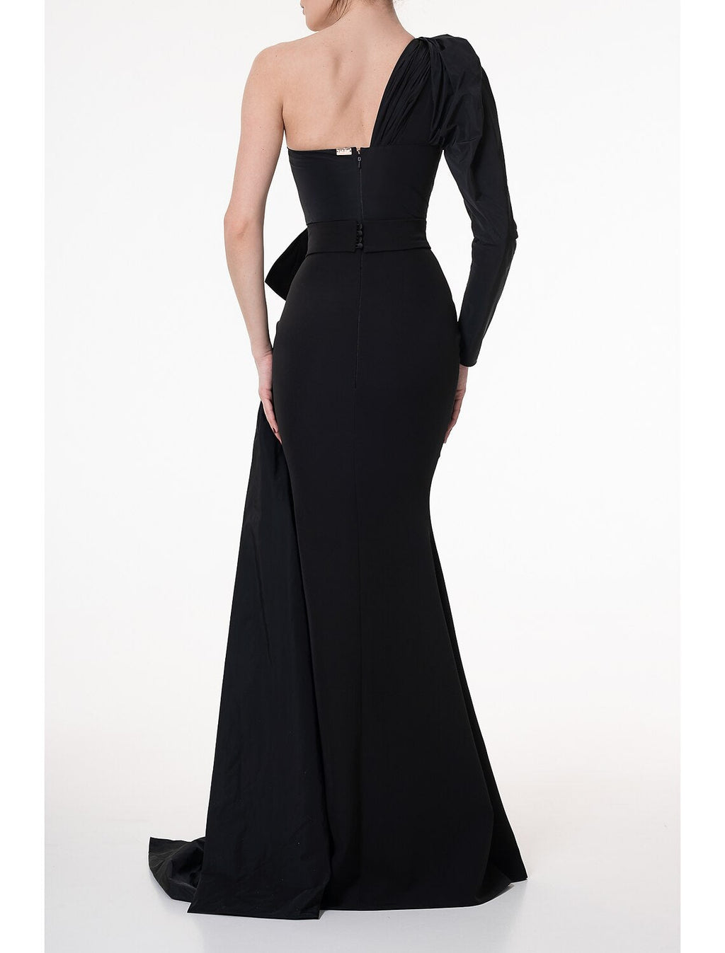 Mermaid One-Shoulder Long Sleeve Pleated Evening Gown - Chloe Dress
