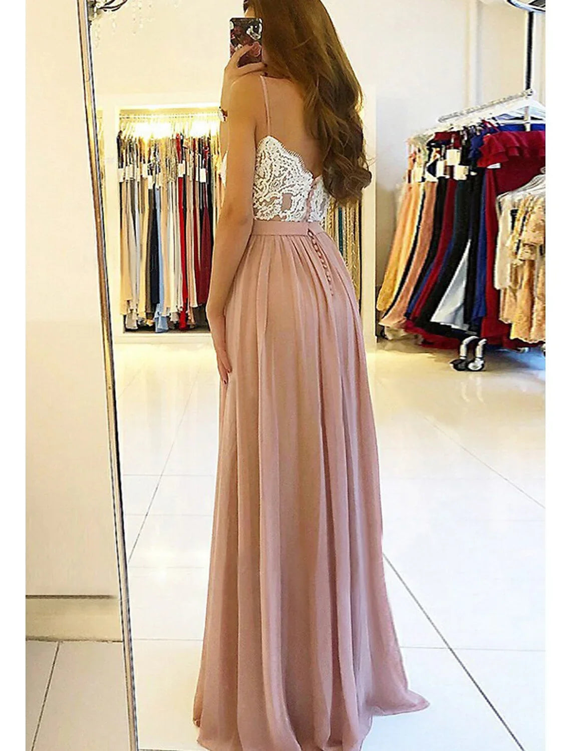 A-Line Sweetheart Chiffon Sleeveless Applique Floor-Length Prom Dress - Chloe Dress