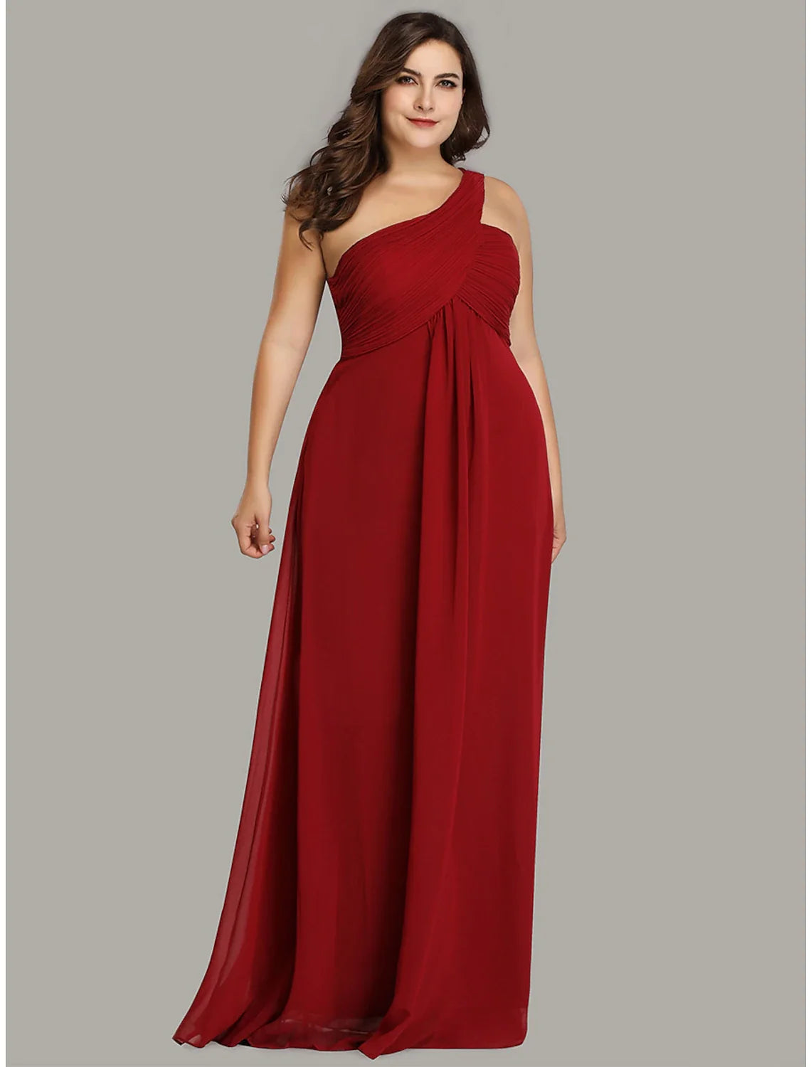 A-Line One-Shoulder Chiffon Sleeveless Backless Pleated Floor-Length Evening Gown - Chloe Dress