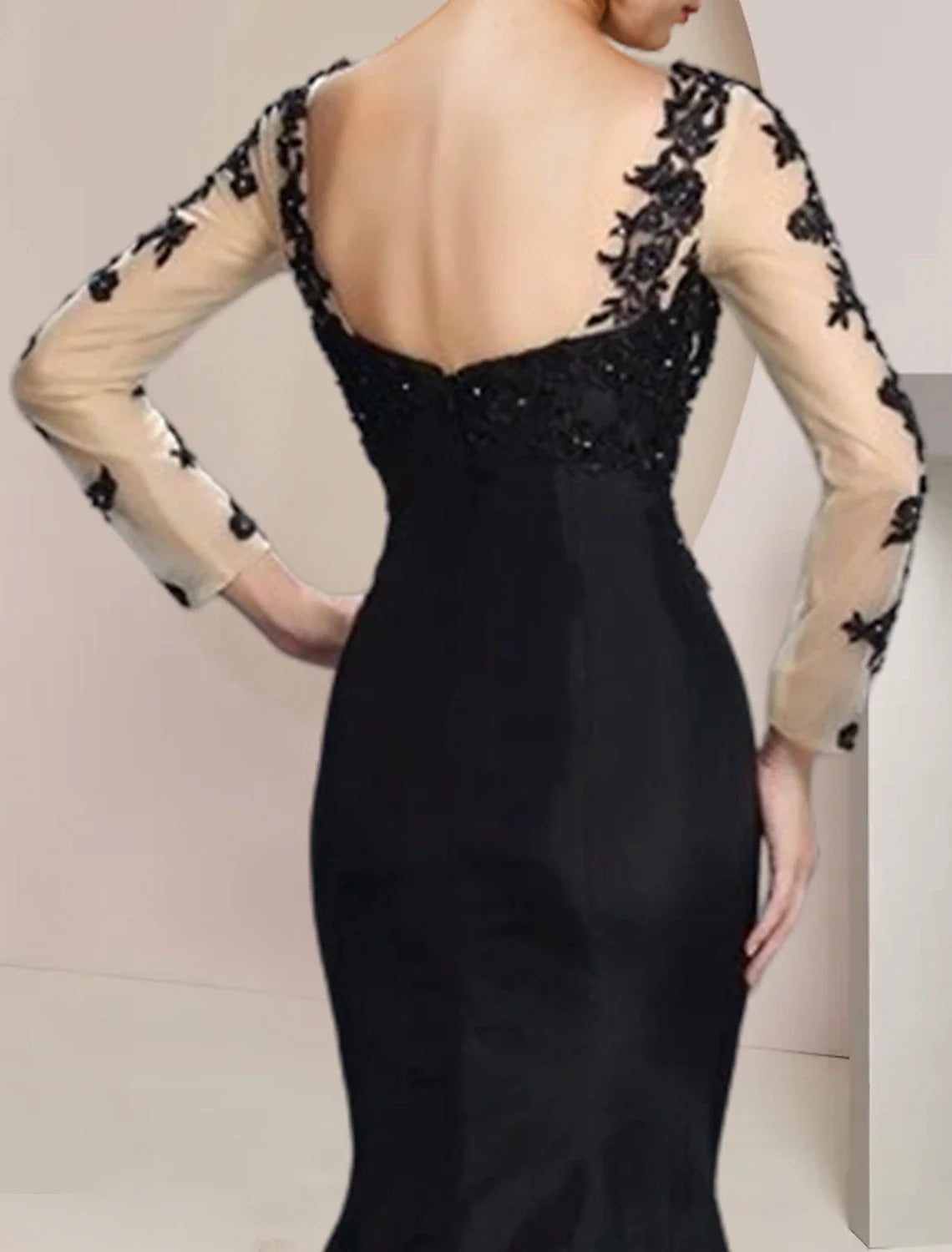 Mermaid Satin Long Sleeve Applique Floor-Length Wedding Dress - Chloe Dress