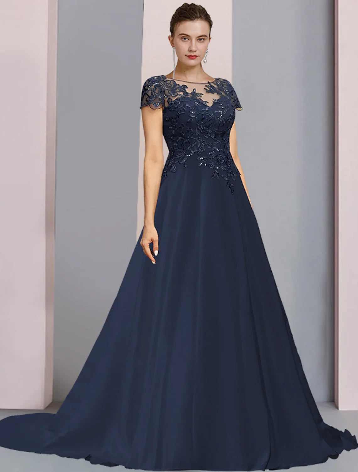 A-Line Satin Short Sleeve Train Mini Wedding Dress - Chloe Dress