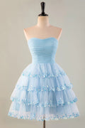 Strapless Chiffon Ruffled Homecoming Dress - Chloe Dress