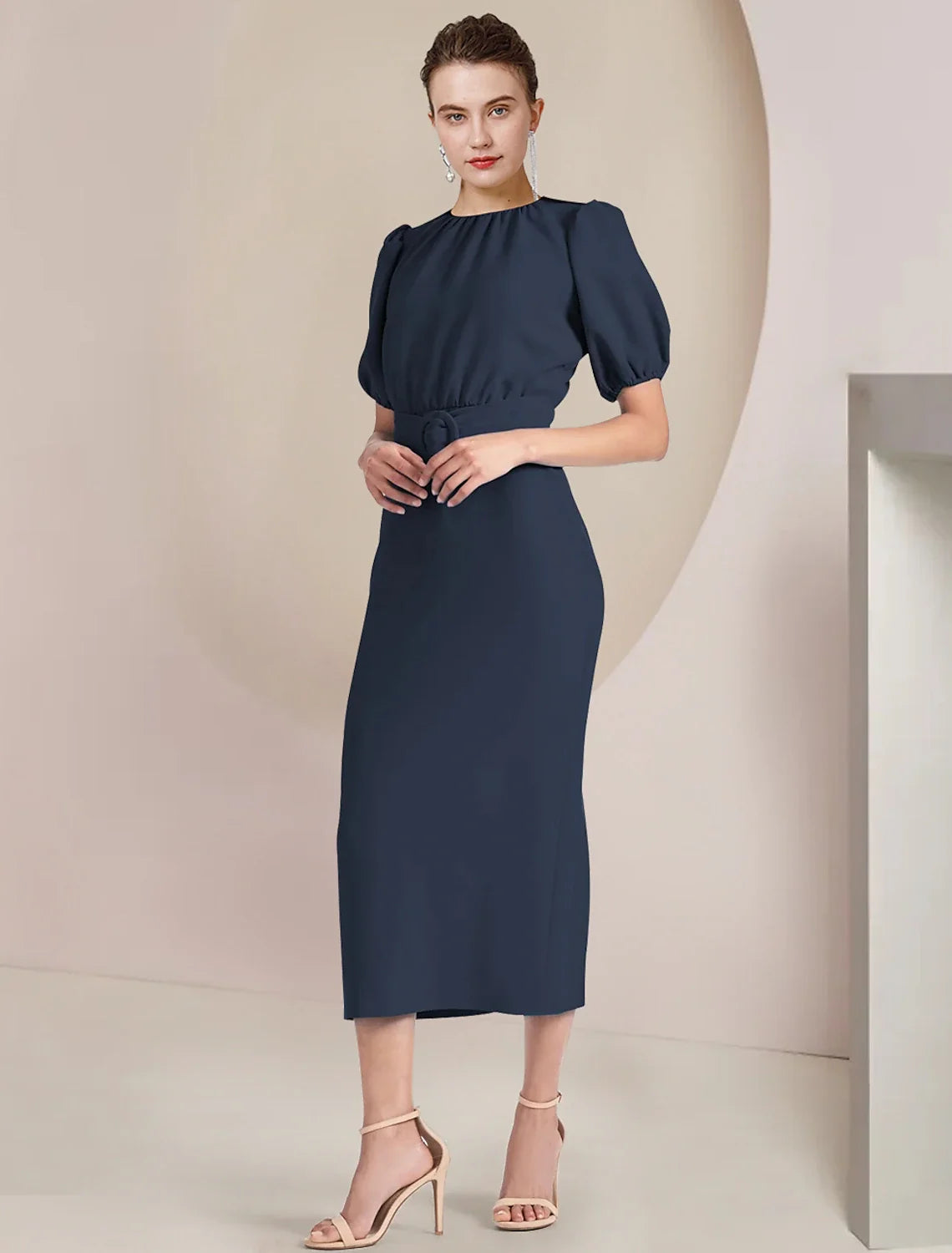 Sheath Chiffon Short Sleeve Mini Wedding Dress - Chloe Dress
