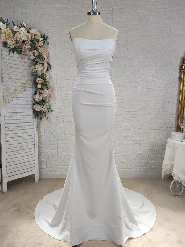 Crepe Sleeveless Pleated Wedding Dress - Chloe Dress