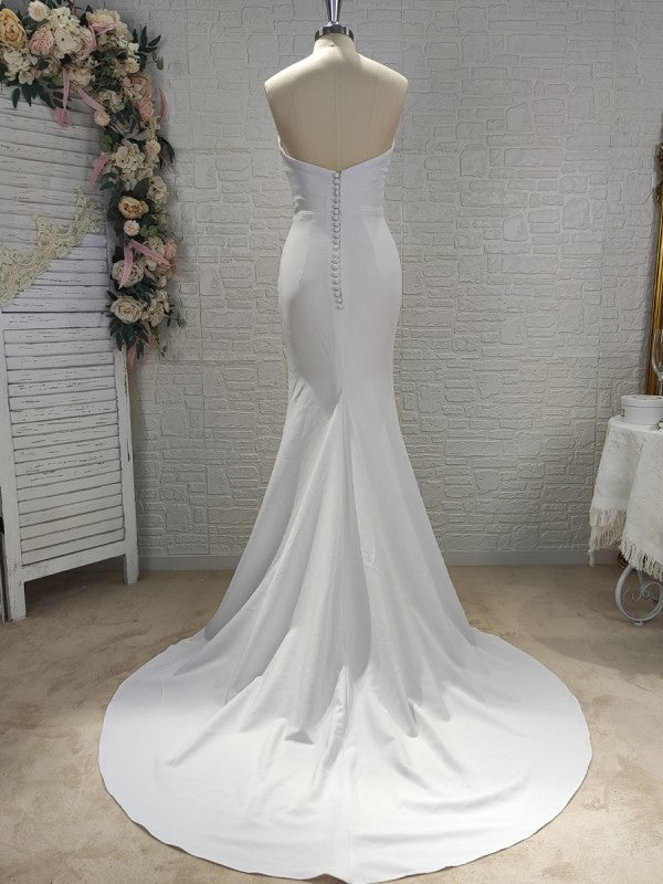 Crepe Sleeveless Pleated Wedding Dress - Chloe Dress
