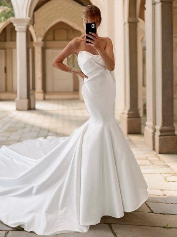 Satin Pleated Wedding Dress - Chloe Dress