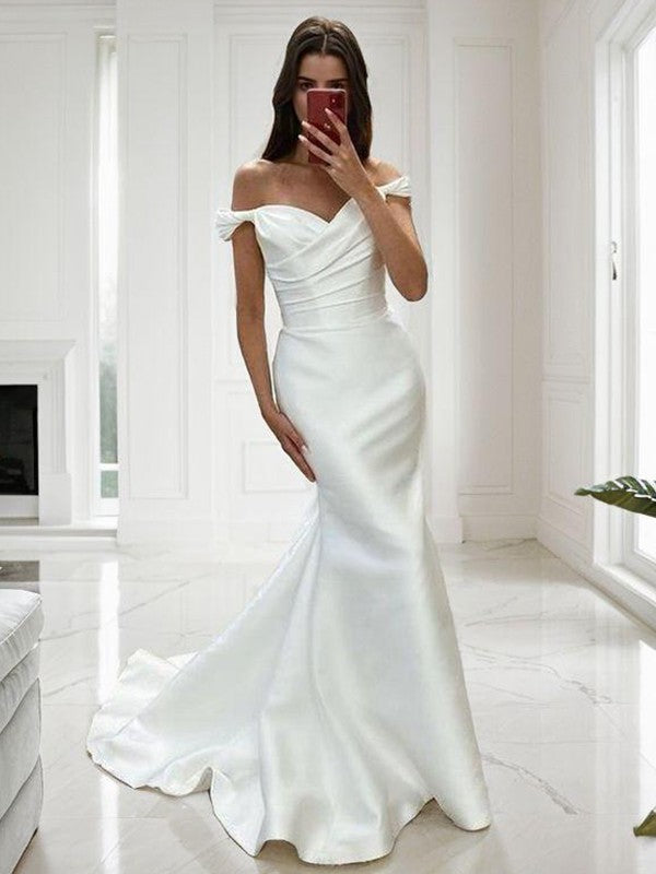 V-Neck Satin Pleated Wedding Dress - Chloe Dress