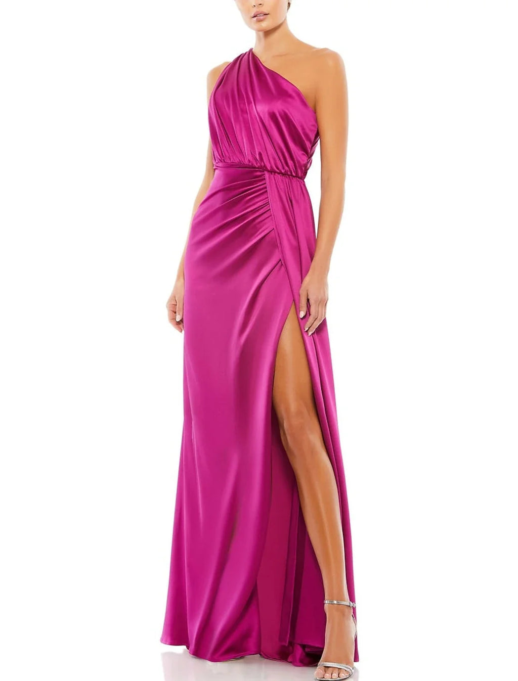 A-Line One-Shoulder Sleeveless High Slit Floor-Length Evening Gown - Chloe Dress