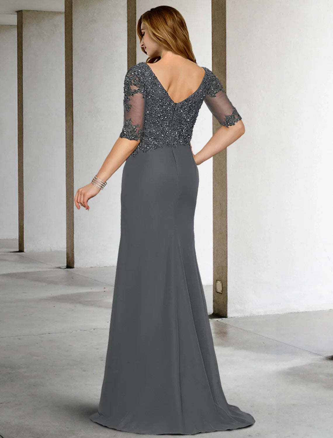 Mermaid V-Neck Chiffon Pleated Formal Dress - Chloe Dress