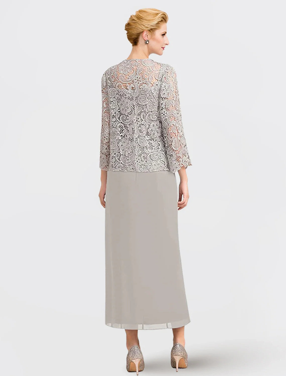 Square Neck Chiffon Sleeveless Wrap Ankle-Length Wedding Dress - Chloe Dress
