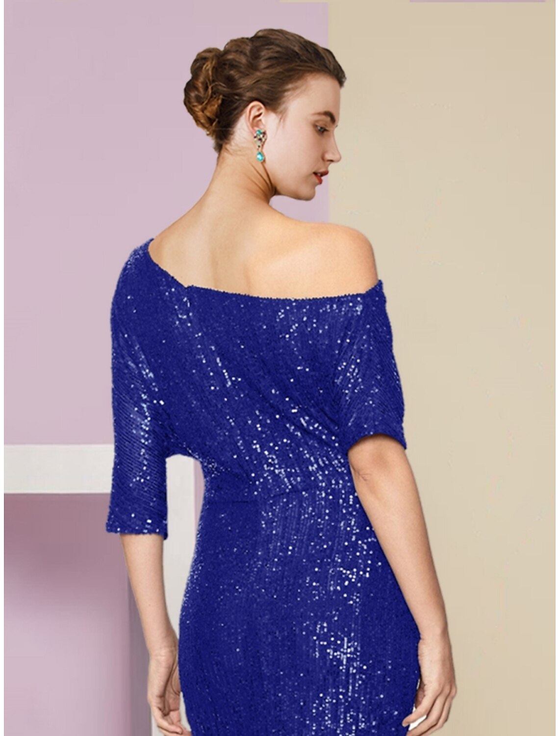 Sheath Off-Shoulder Sequin Train Wedding Dress - Chloe Dress