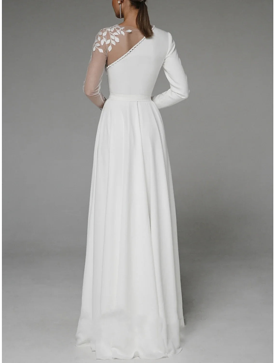 A-Line Chiffon Long Sleeve High Slit Floor-Length Evening Gown - Chloe Dress
