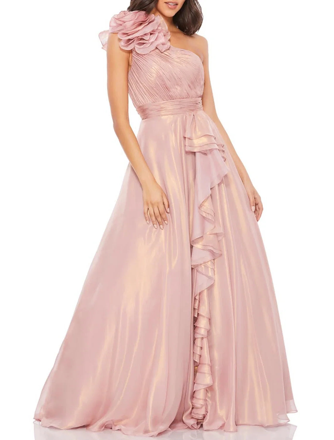 Black A-Line Off-Shoulder Satin Sleeveless Ruffled Floor-Length Prom Dress - Chloe Dress