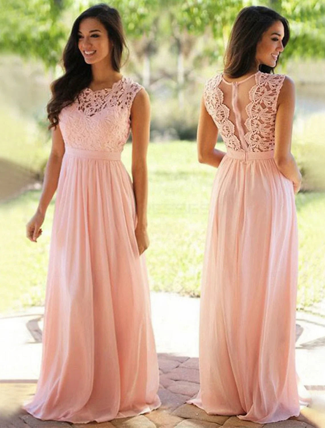 A-Line Chiffon Sleeveless Pleated Floor-Length Wedding Dress - Chloe Dress