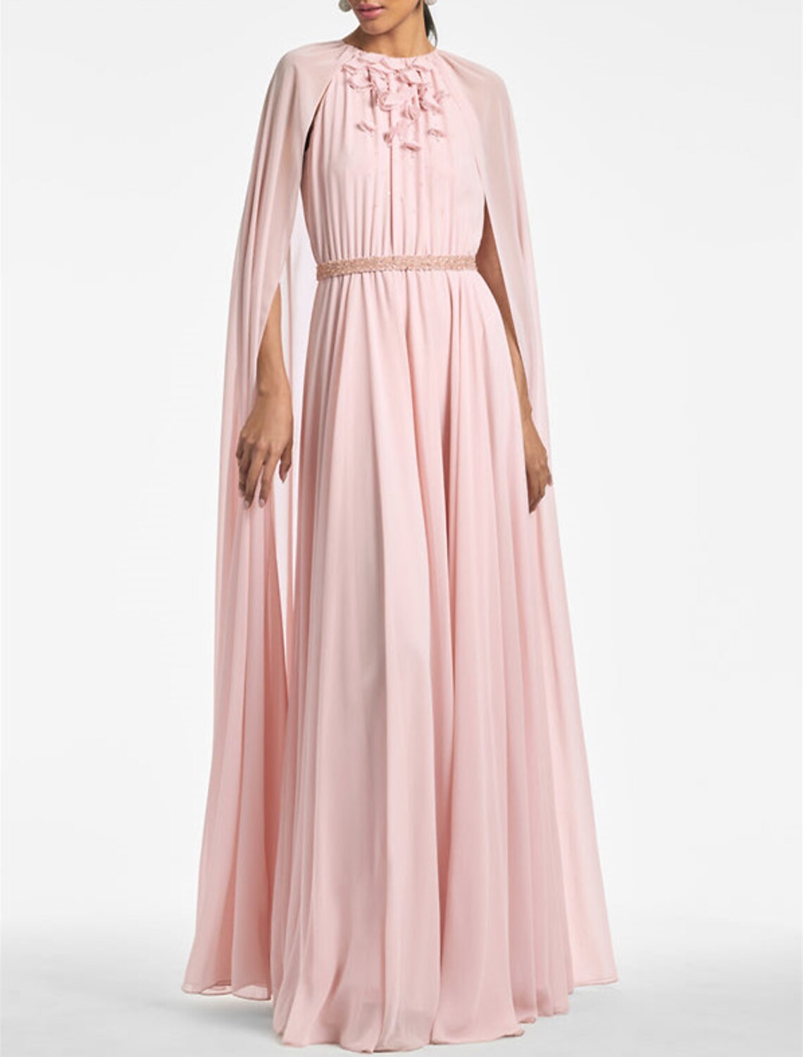 A-Line Chiffon Sleeveless Rhinestone Floor-Length Evening Gown - Chloe Dress