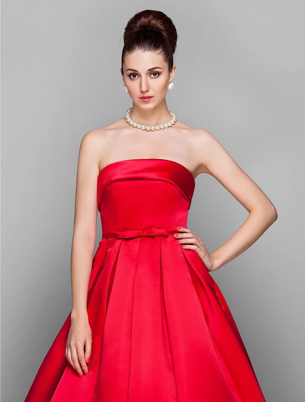 Ball Gown Strapless Satin Sleeveless Floor-Length Prom Gown - Chloe Dress