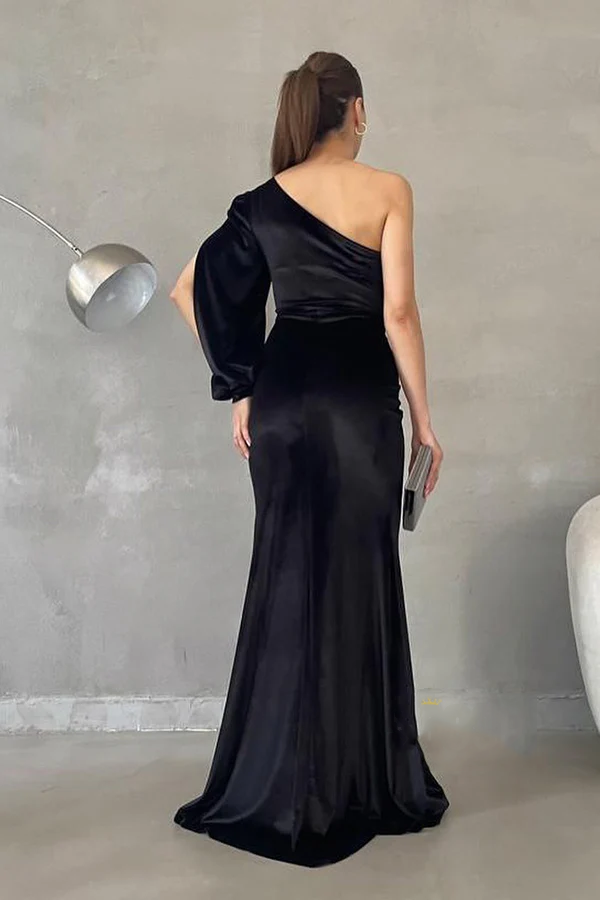 One-Shoulder Long Sleeve Evening Dress - Chloe Dress