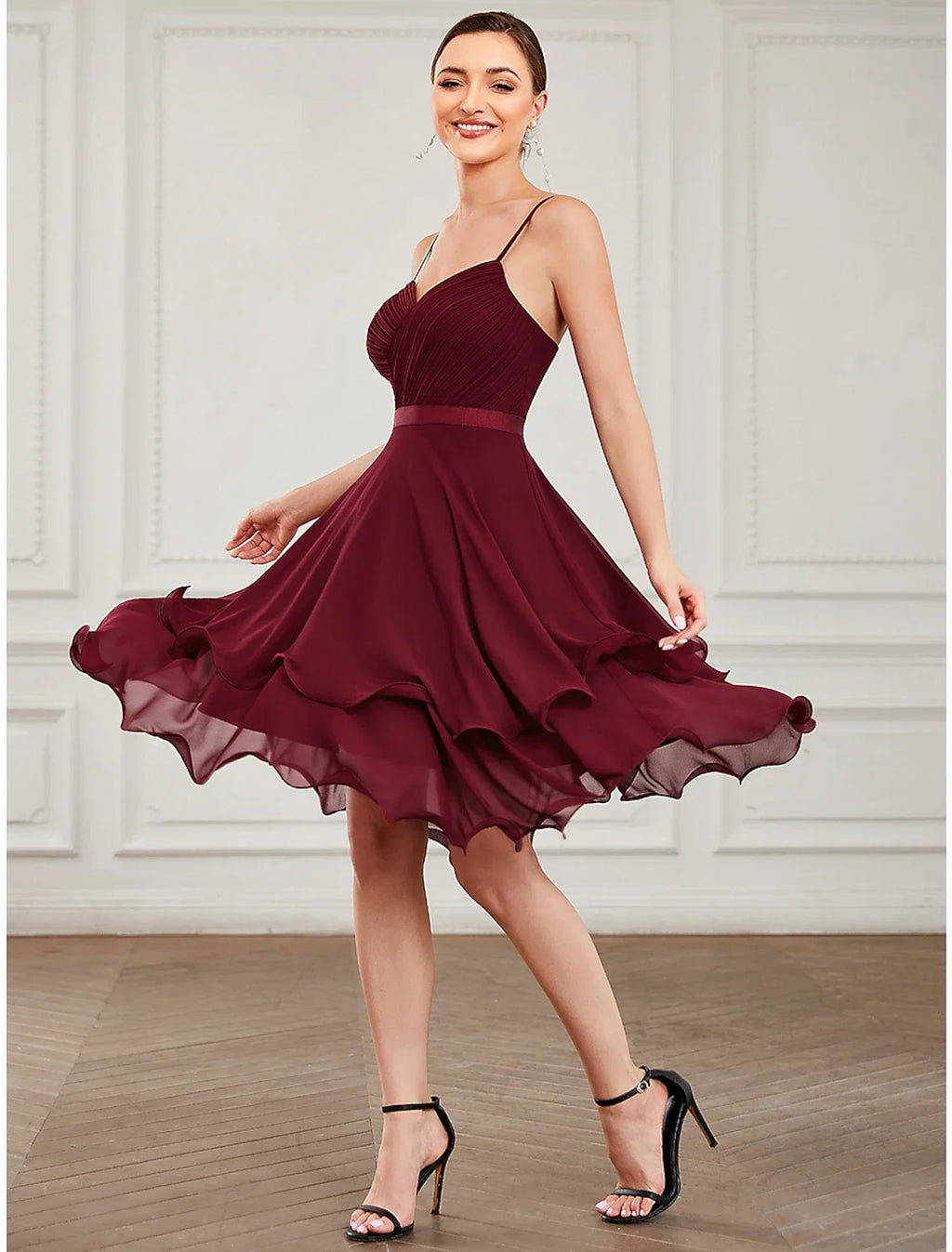 A-Line Sweetheart Chiffon Sleeveless Tiered Mini Prom Dress - Chloe Dress