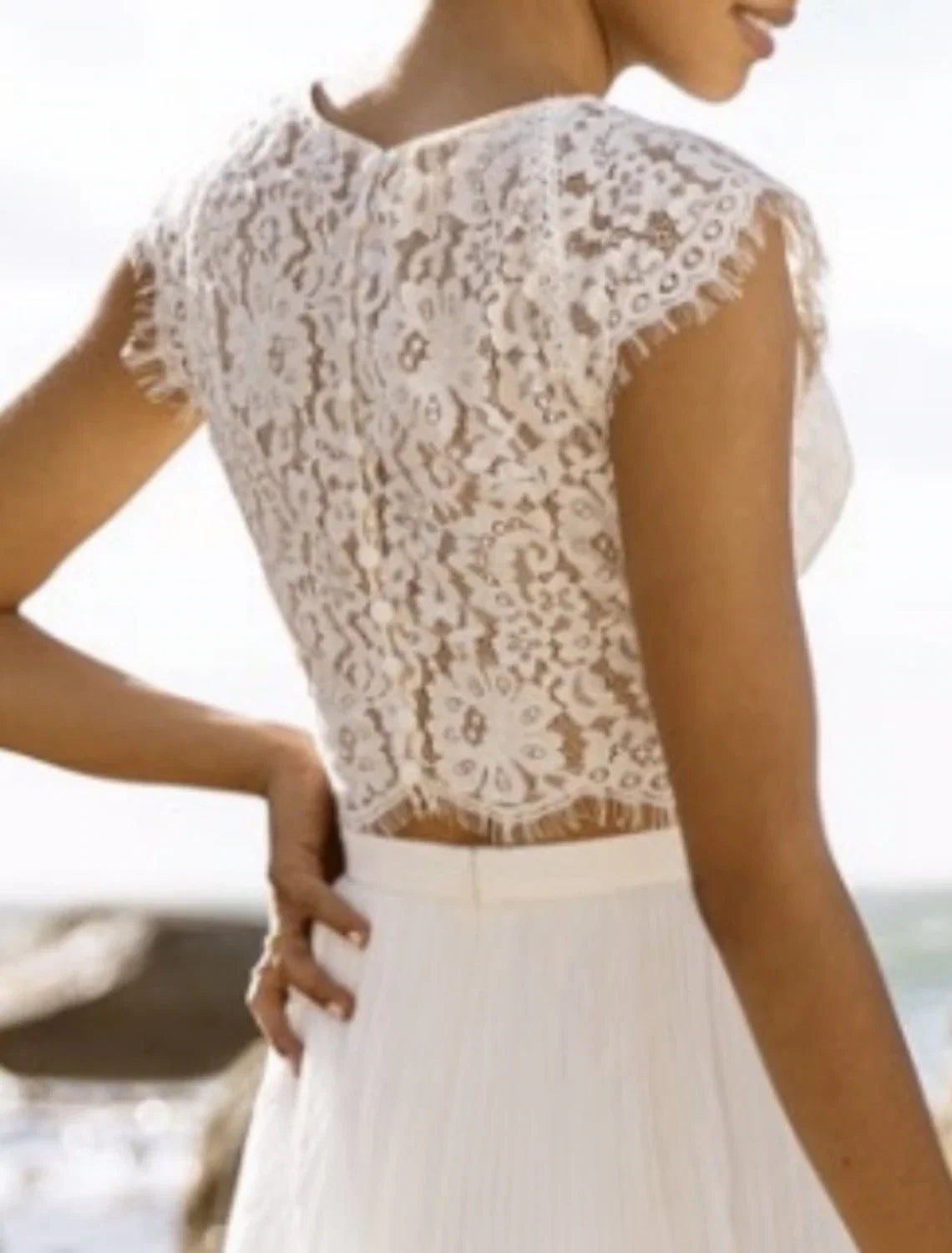 Chiffon Sleeveless Applique Floor-Length Wedding Gown - Chloe Dress