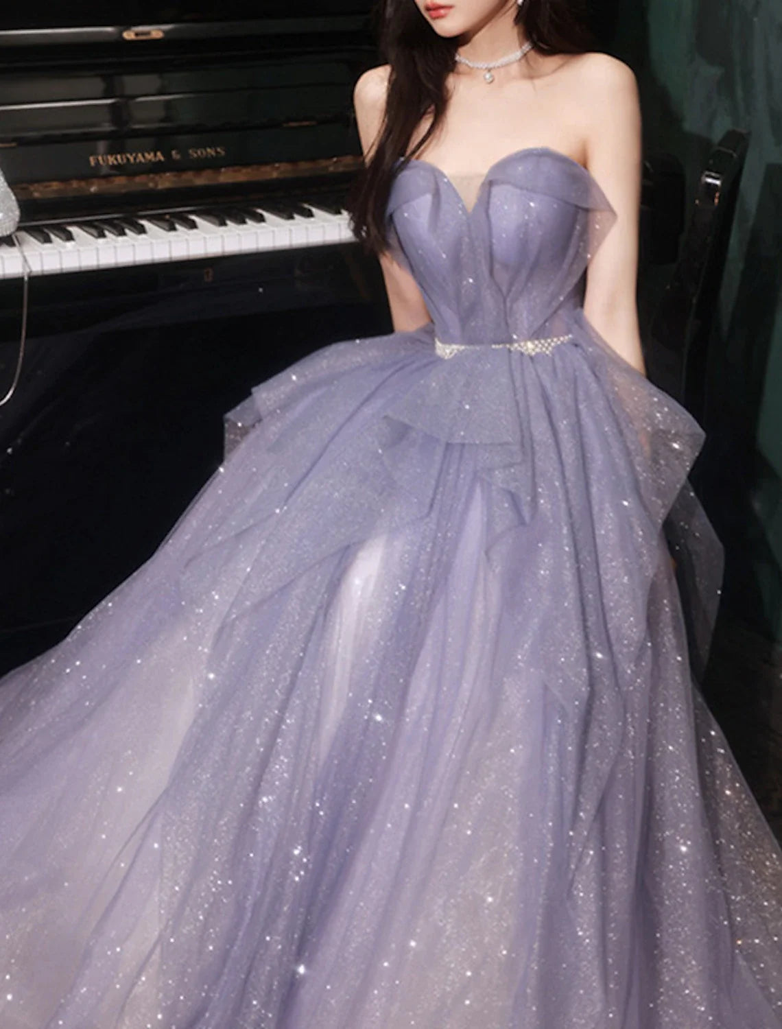 A-Line Off-Shoulder Tulle Sleeveless Floor-Length Prom Dress - Chloe Dress