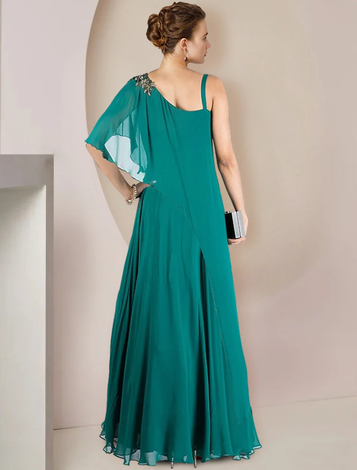 A-Line One-Shoulder Chiffon Sleeveless Pleated Floor-Length Wedding Dress - Chloe Dress