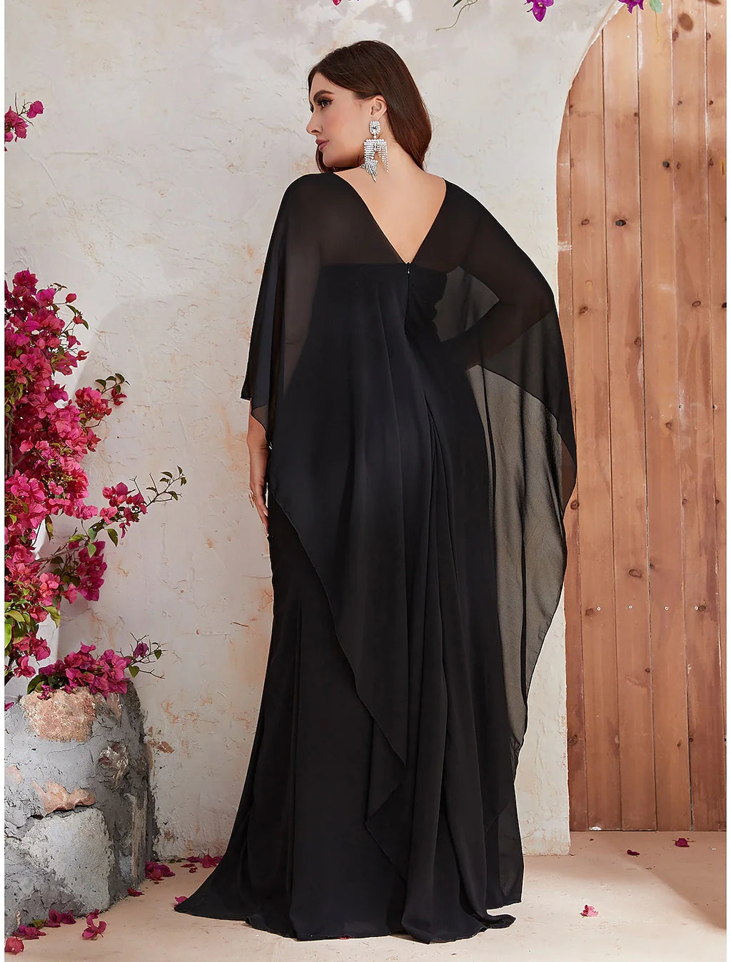 Mermaid V-Neck Sequin Long Sleeve Train Evening Dress - Chloe Dress