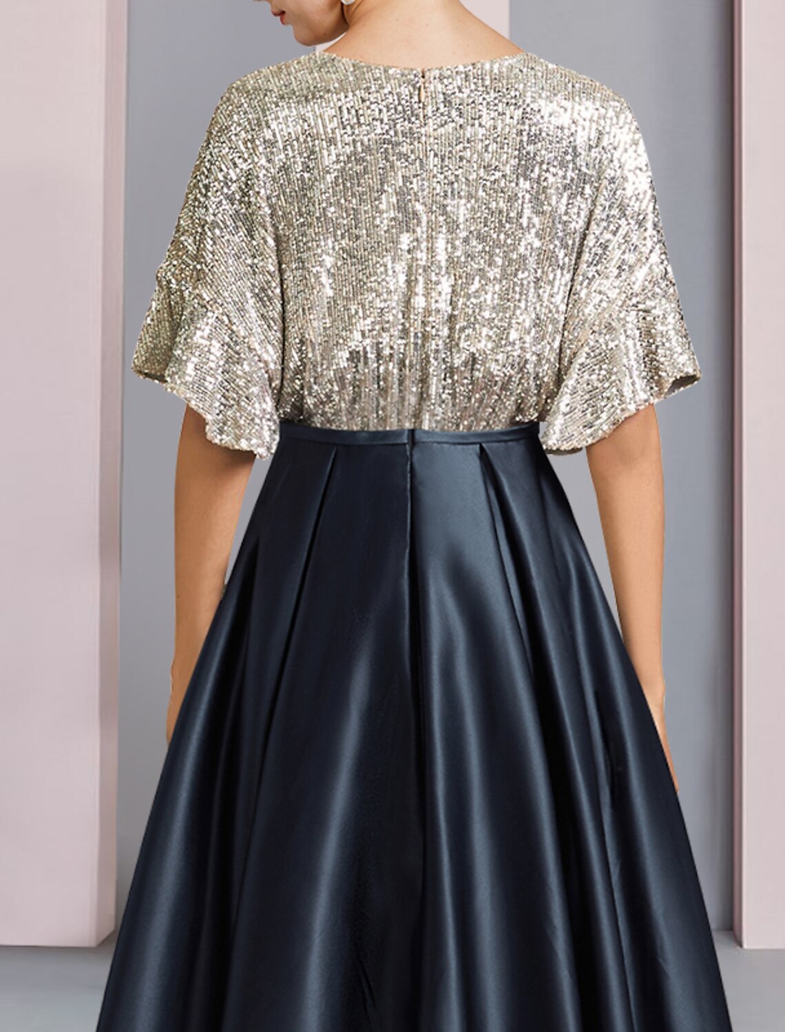 A-Line V-Neck Satin Short Sleeve Pleated Mini Wedding Dress - Chloe Dress