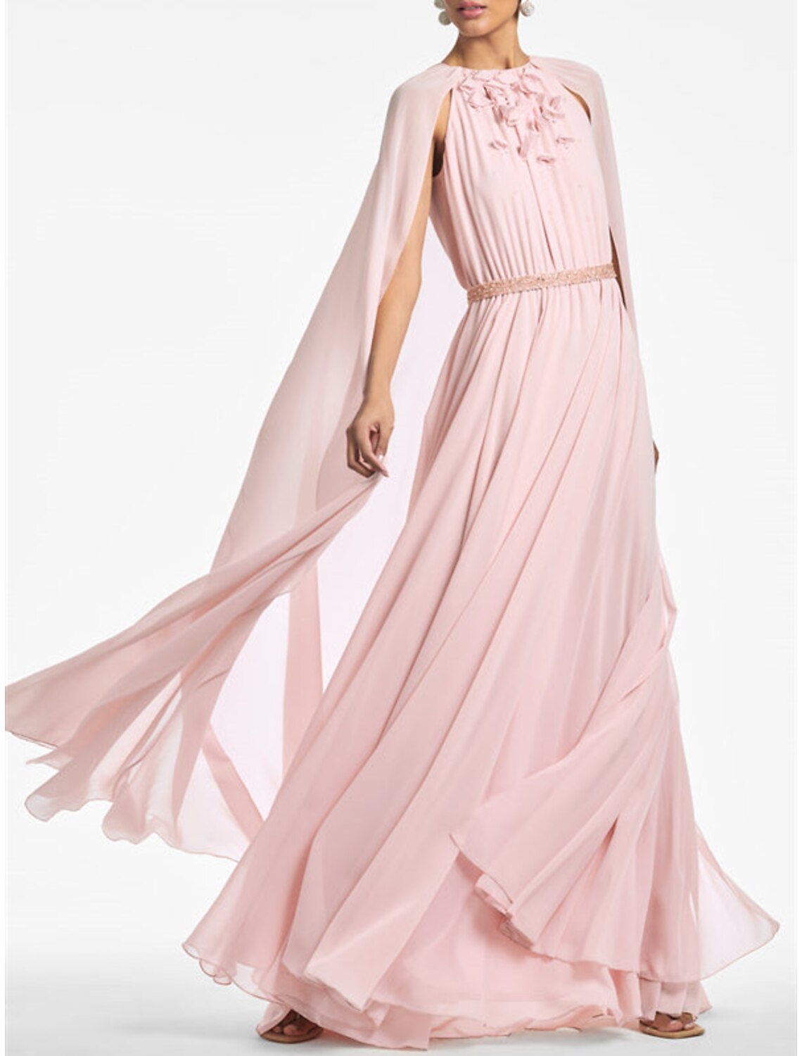 A-Line Chiffon Sleeveless Rhinestone Floor-Length Evening Gown - Chloe Dress