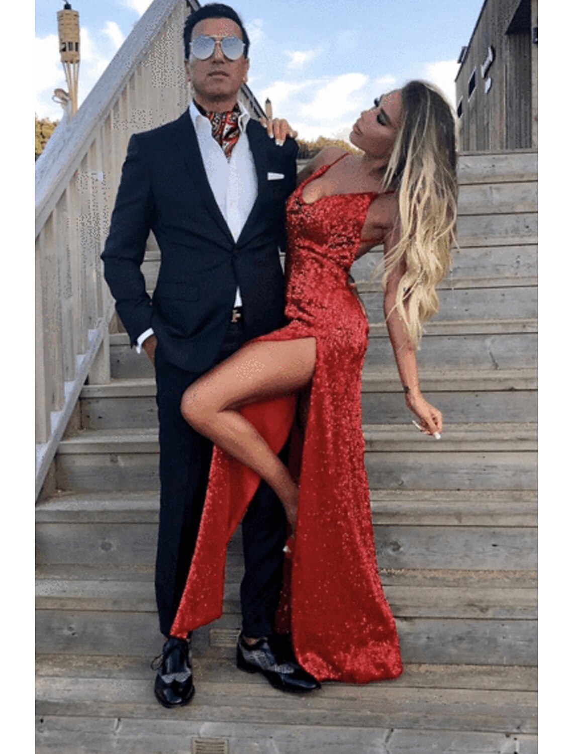 Mermaid Strapless Sequin Sleeveless Backless Train Prom Dress - Chloe Dress