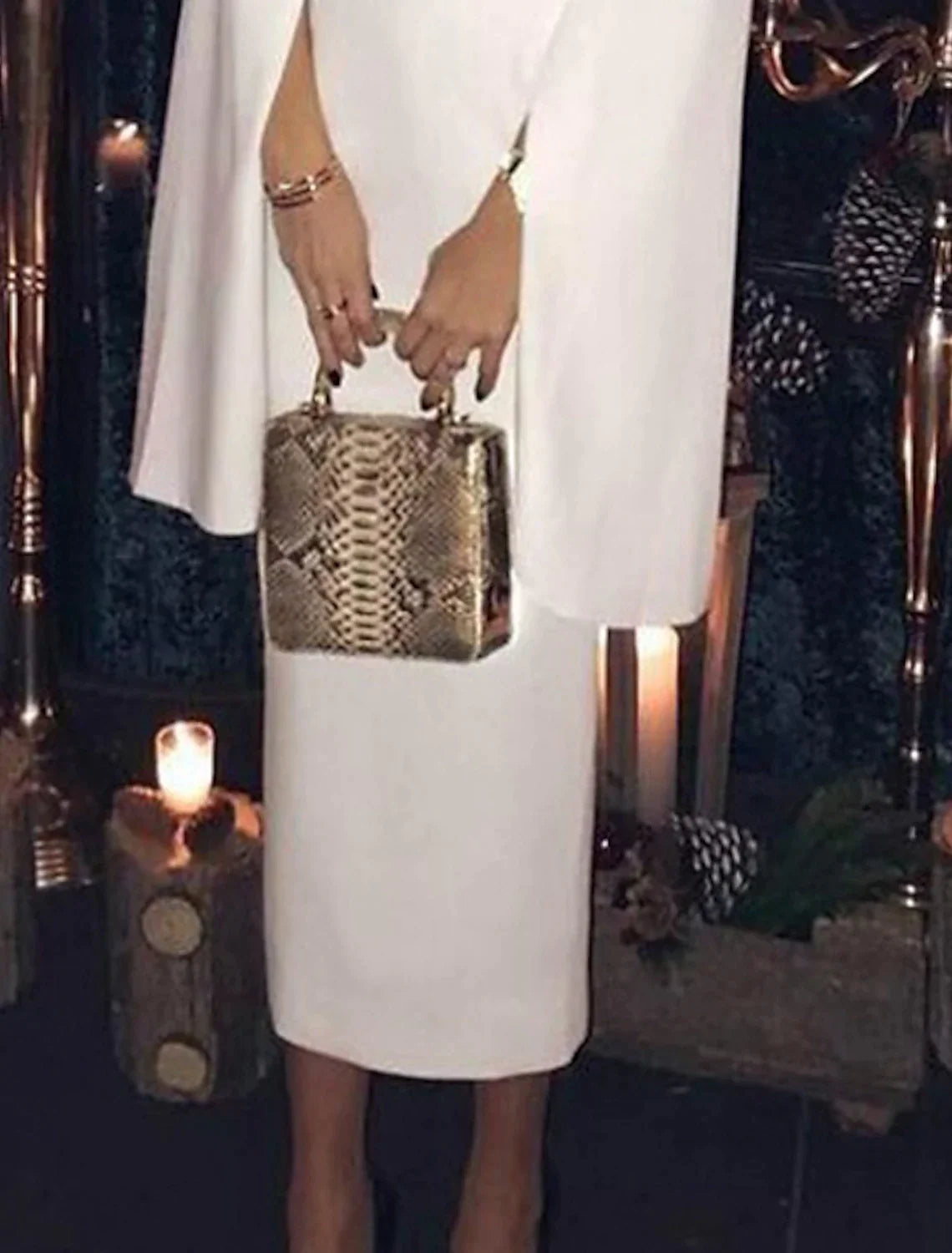Sheath Jersey Long Sleeve Backless Tea-Length Wedding Dress - Chloe Dress