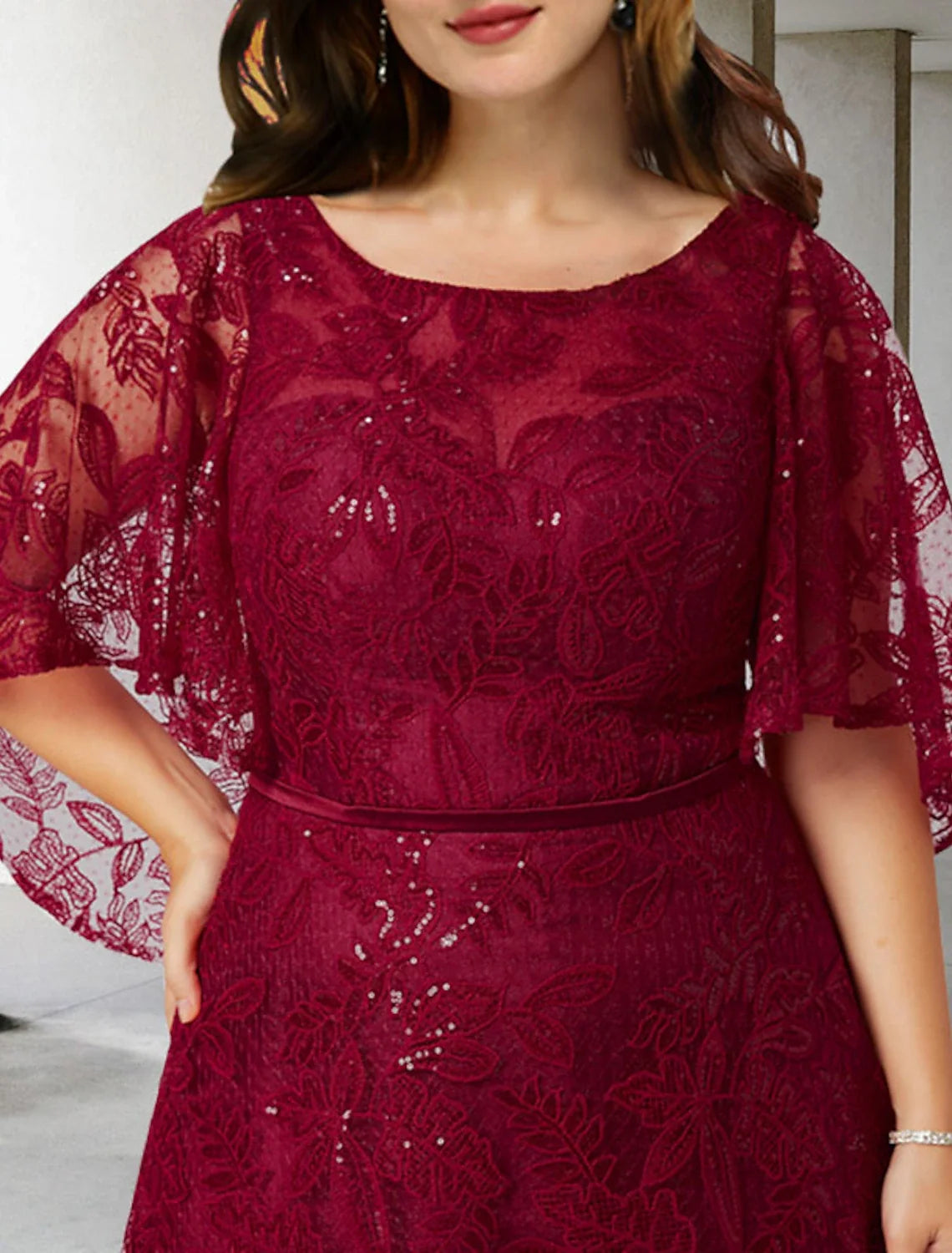 A-Line Lace Applique Floor-Length Dress - Chloe Dress
