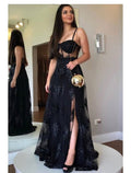A-Line Sweetheart Lace Sleeveless Backless High Slit Floor-Length Prom Dress - Chloe Dress