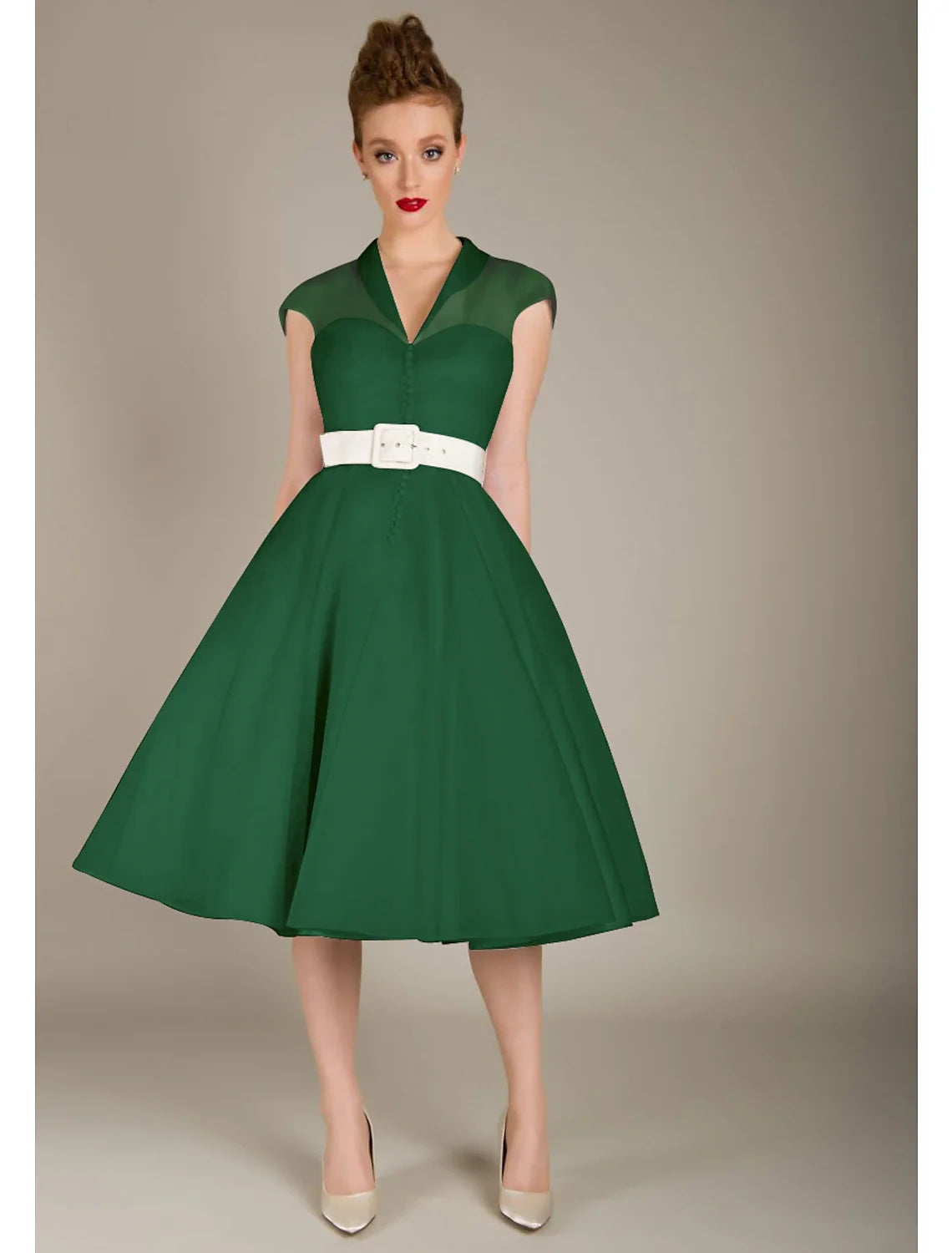 A-Line V-Neck Tulle Sleeveless Knee-Length Cocktail Dress - Chloe Dress
