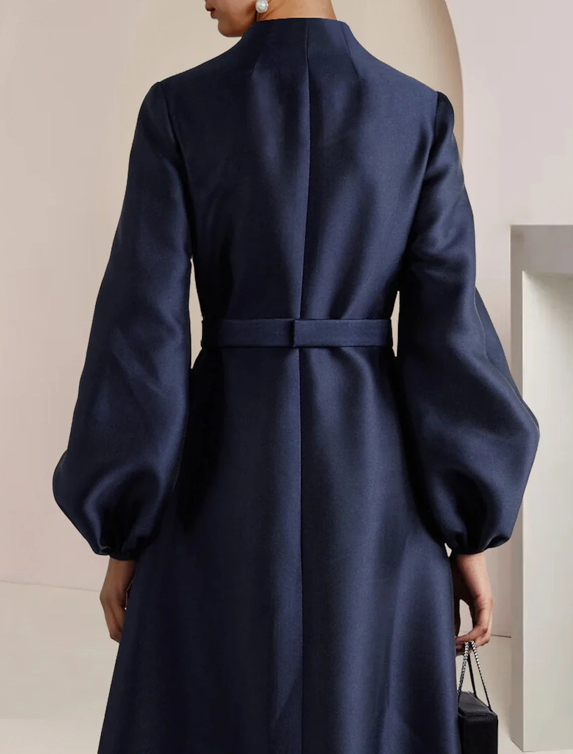 A-Line V-Neck Satin Long Sleeve Floor-Length Wedding Dress - Chloe Dress