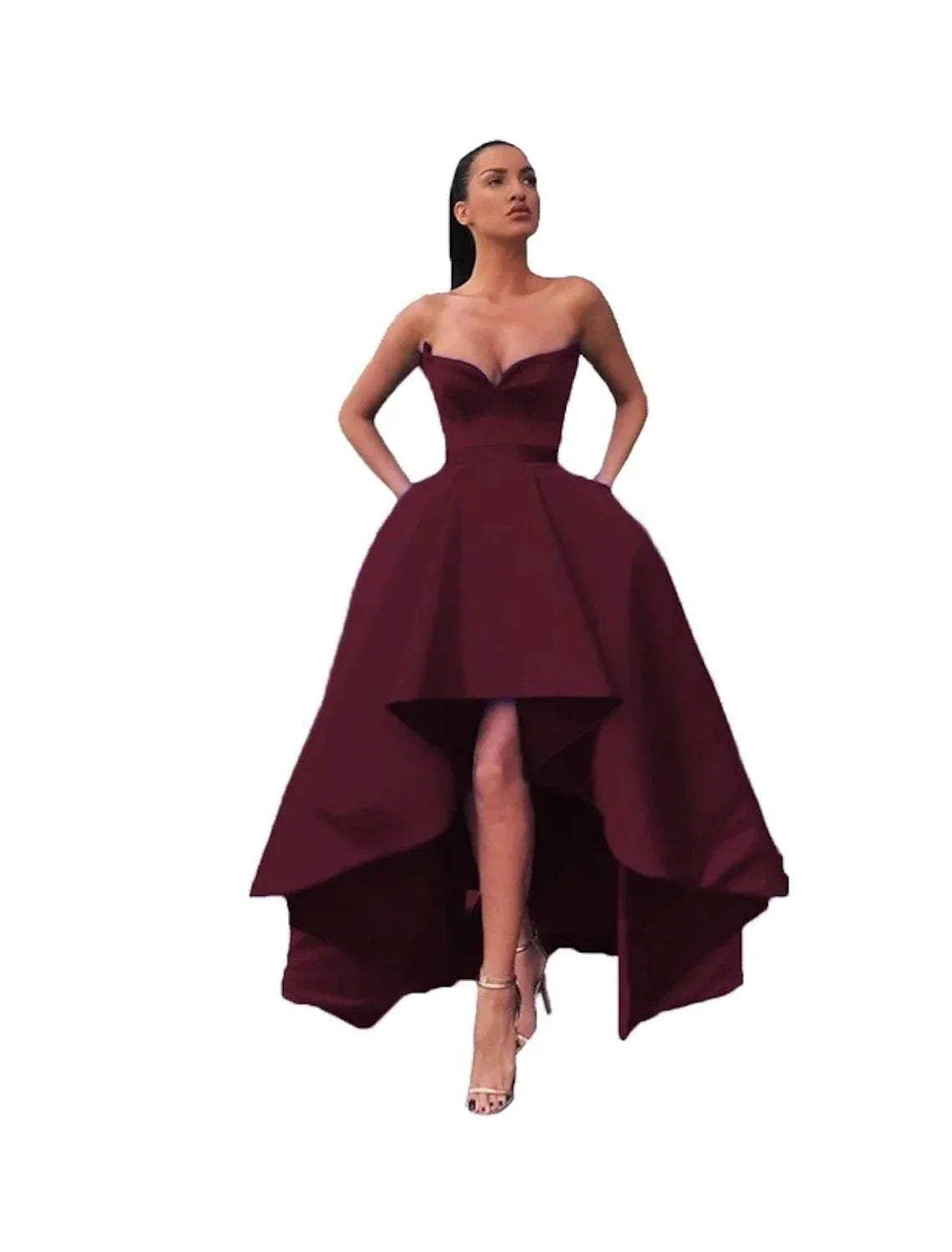 A-Line Off-Shoulder Satin Sleeveless Asymmetric Prom Dress - Chloe Dress