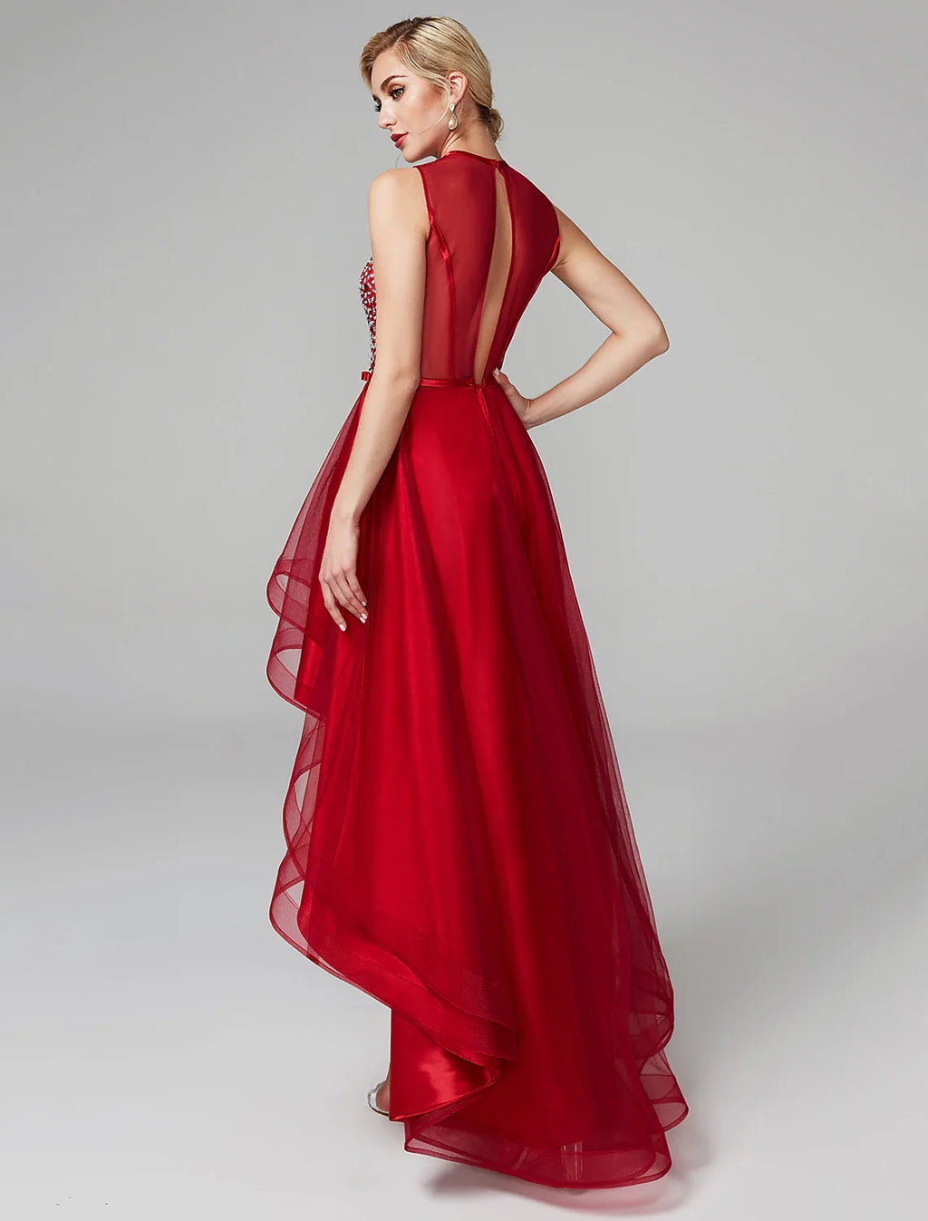 A-Line Satin Sleeveless Asymmetric Wedding Dress - Chloe Dress