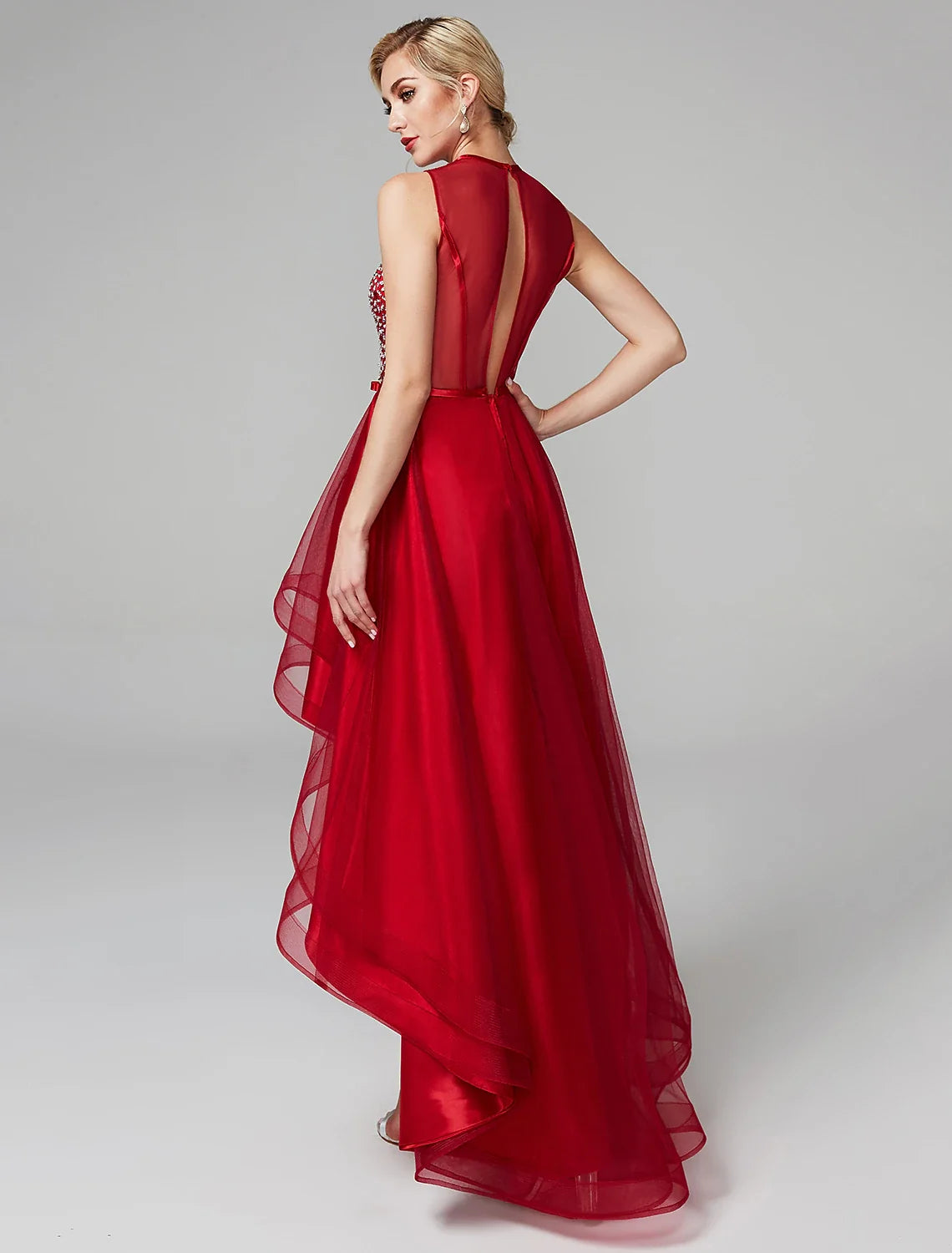 A-Line Satin Sleeveless Asymmetric Wedding Dress - Chloe Dress