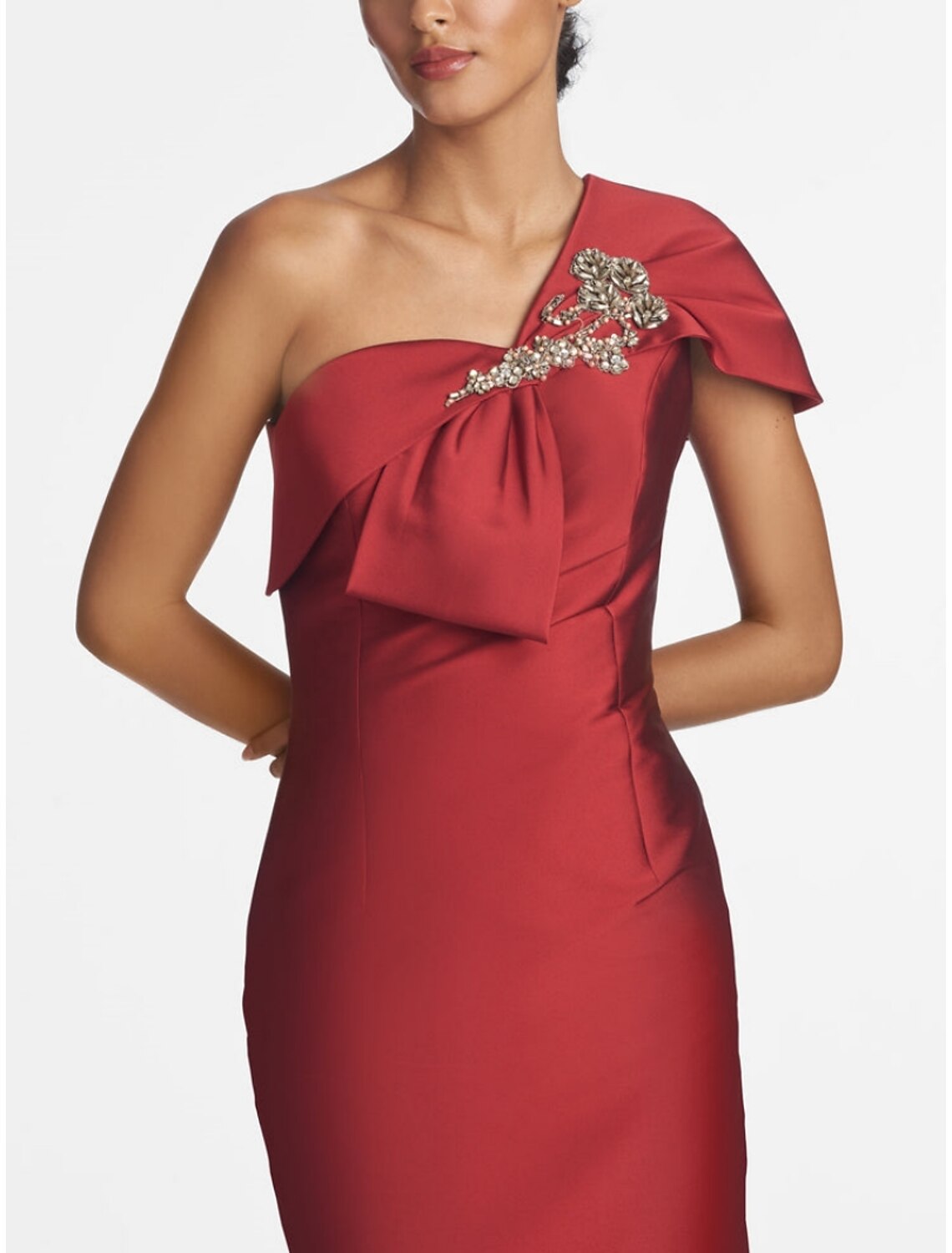 Sheath One-Shoulder Satin Sleeveless Floor-Length Evening Gown - Chloe Dress