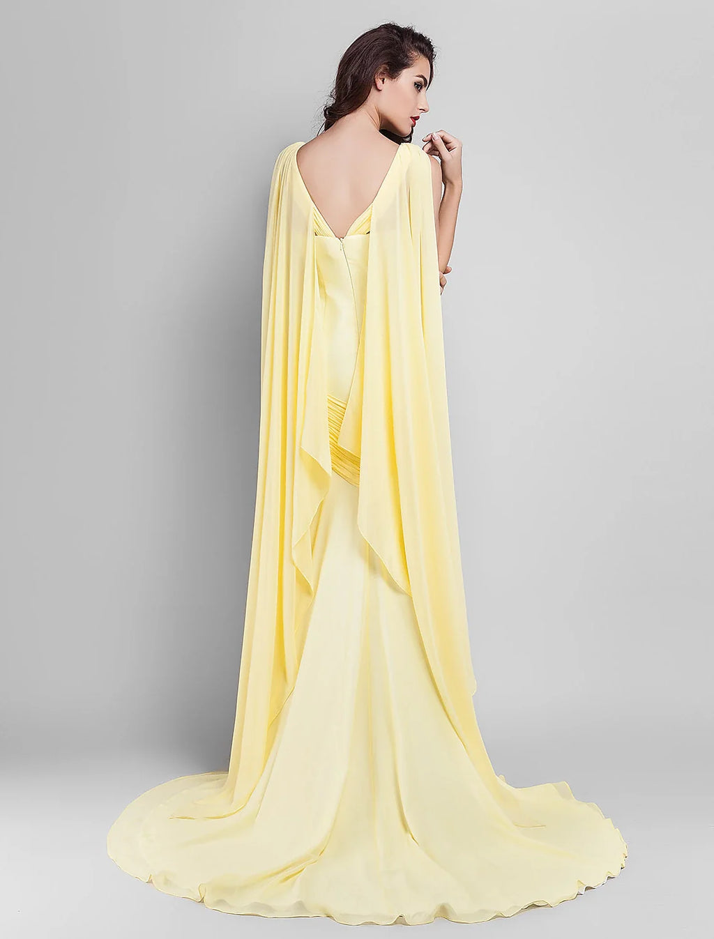 Sheath Plunging Sleeveless Train Prom Dress - Chloe Dress