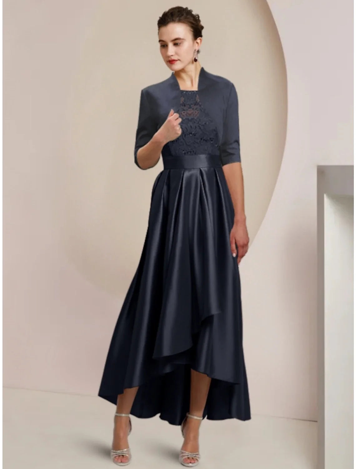 Sheath Satin Pleated Mini Wedding Dress - Chloe Dress
