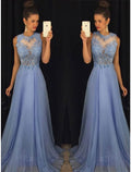 A-Line Chiffon Sleeveless Train Evening Dress - Chloe Dress